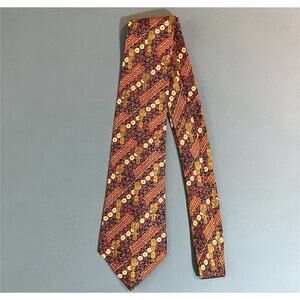 Vintage Hermes African Mask Red Luxury Mens Silk Tie Made In France